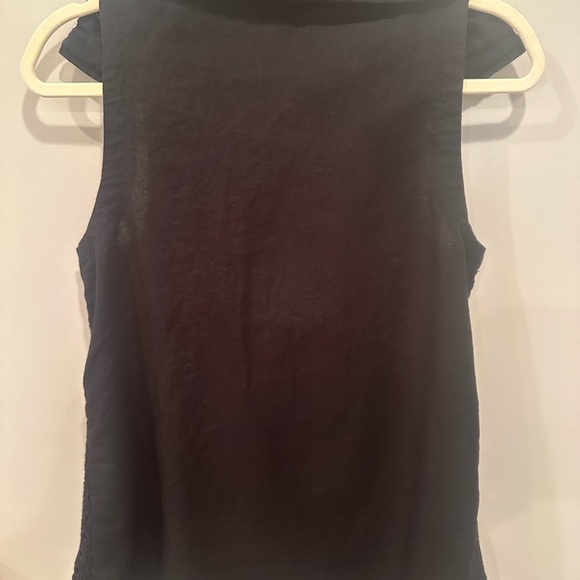 Linen Blend Black Eyelet Lace Zip Up Blend Vest Sz Medium Whimsigoth Romantic - Picture 3 of 8